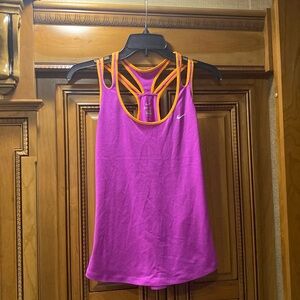 Nike Dri-Fit Pink with Orange Running Racer Back Tank Top Size Medium
